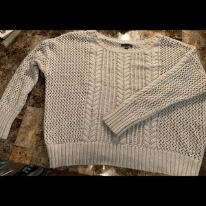Grey American Eagle Cable-knit Sweater